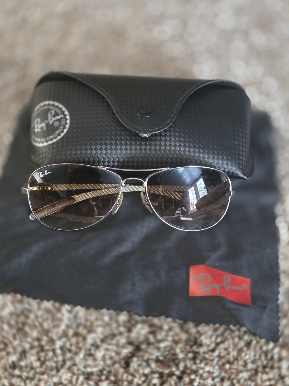 Ray-Ban RB8301 Men's Women's Unisex Aviator Sunglasses Authentic Gun Metal Brown